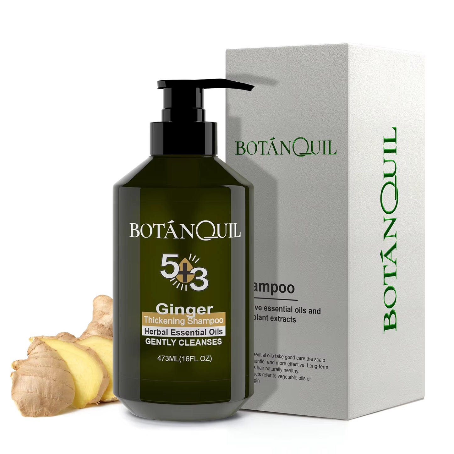 473Ml Thickening Shampoo with Herbal Essential Oil Ginger Scent for Hair Care No Silicone Oil Gentle