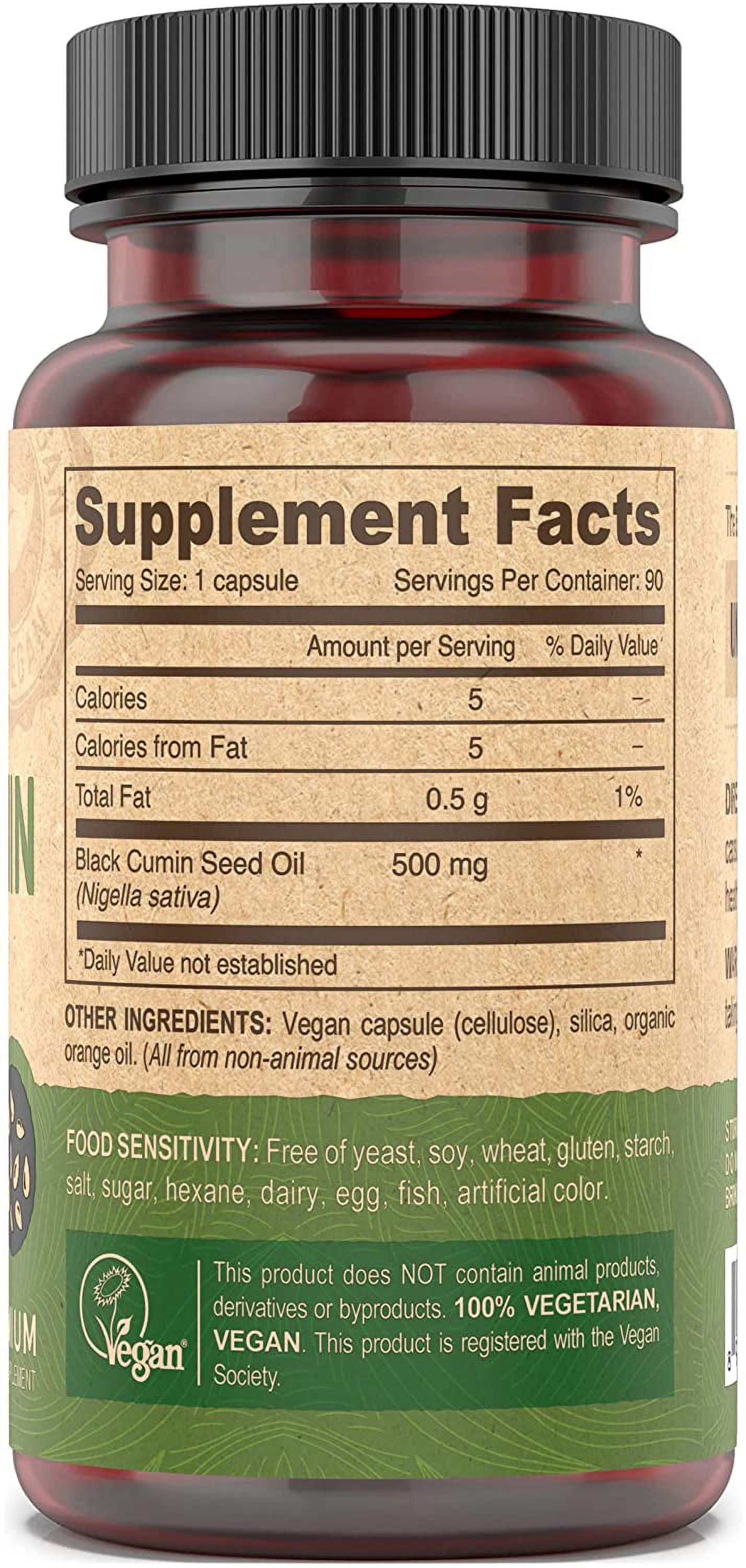 Vegan Black Cumin Seed Oil Cold Pressed Not Certified Kosher - 90 Vegan Capsules