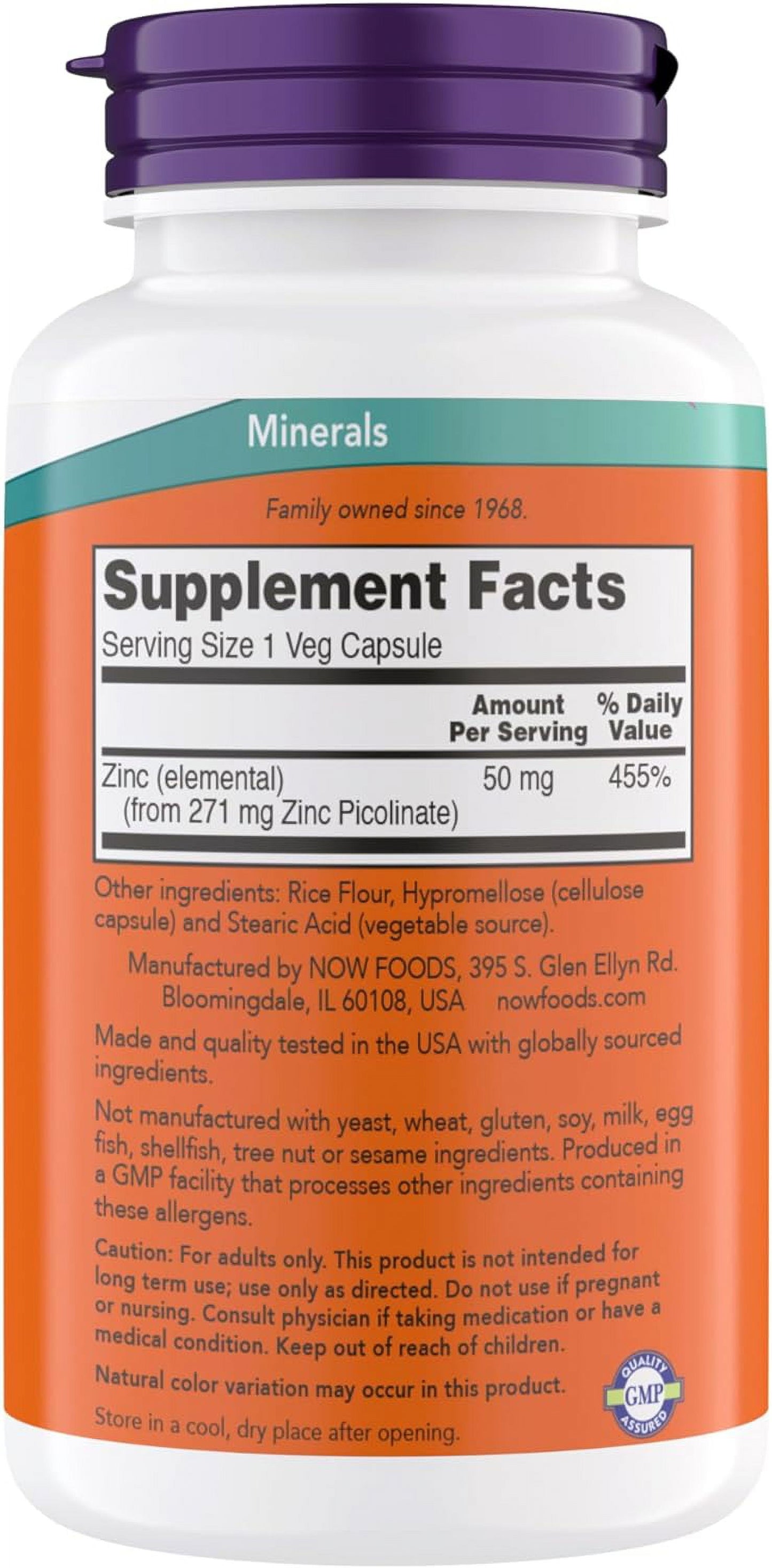 Supplements, Zinc Picolinate 50 Mg, Supports Enzyme Functions, Immune Support, Non-Gmo, Kosher, Suitable for Vegans - 240 Vegetarian Capsules (Pack of 1)