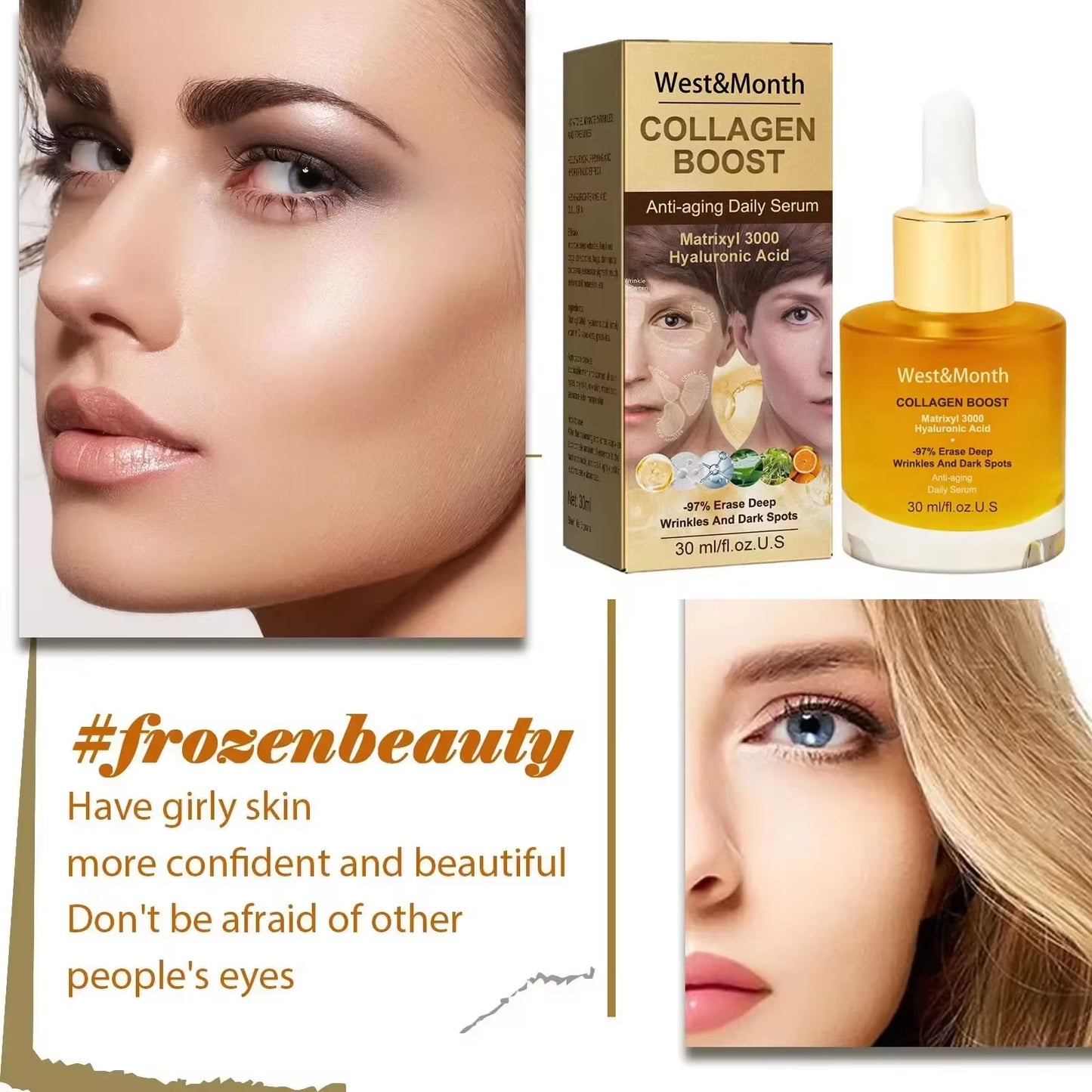 Collagen anti Wrinkle Serum Lifting Firming Fade Fine Lines Pore Shrink Remove Da-Rk Sp-Ot Melanin W-Hitening Anti-Aging Essence