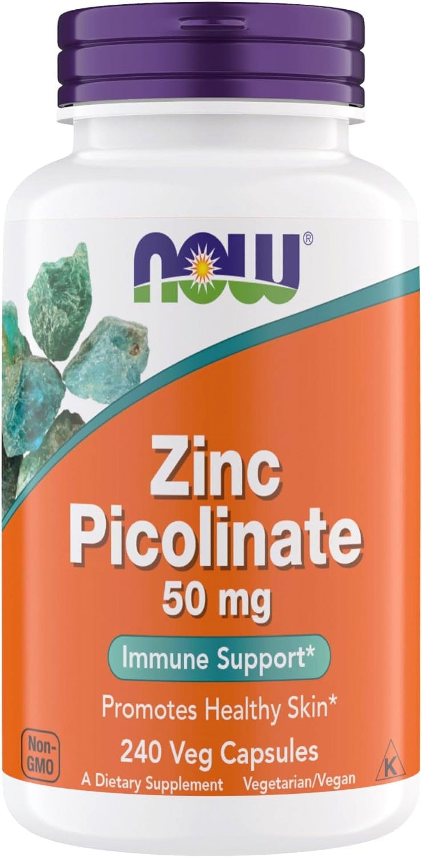 Supplements, Zinc Picolinate 50 Mg, Supports Enzyme Functions, Immune Support, Non-Gmo, Kosher, Suitable for Vegans - 240 Vegetarian Capsules (Pack of 1)