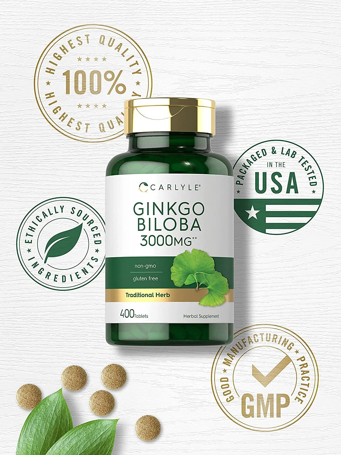 Ginkgo Biloba 3000Mg | 400 Tablets | Vegetarian Supplement for Men and Women | by