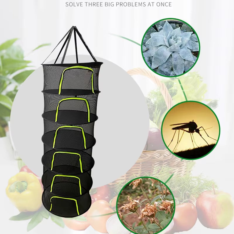 2-8 Layers Drying Net for Herbs Fish Hanging Basket Folding Dry Rack Herb Vegetable Dryer Bag Mesh Flowers Buds Plants Organizer