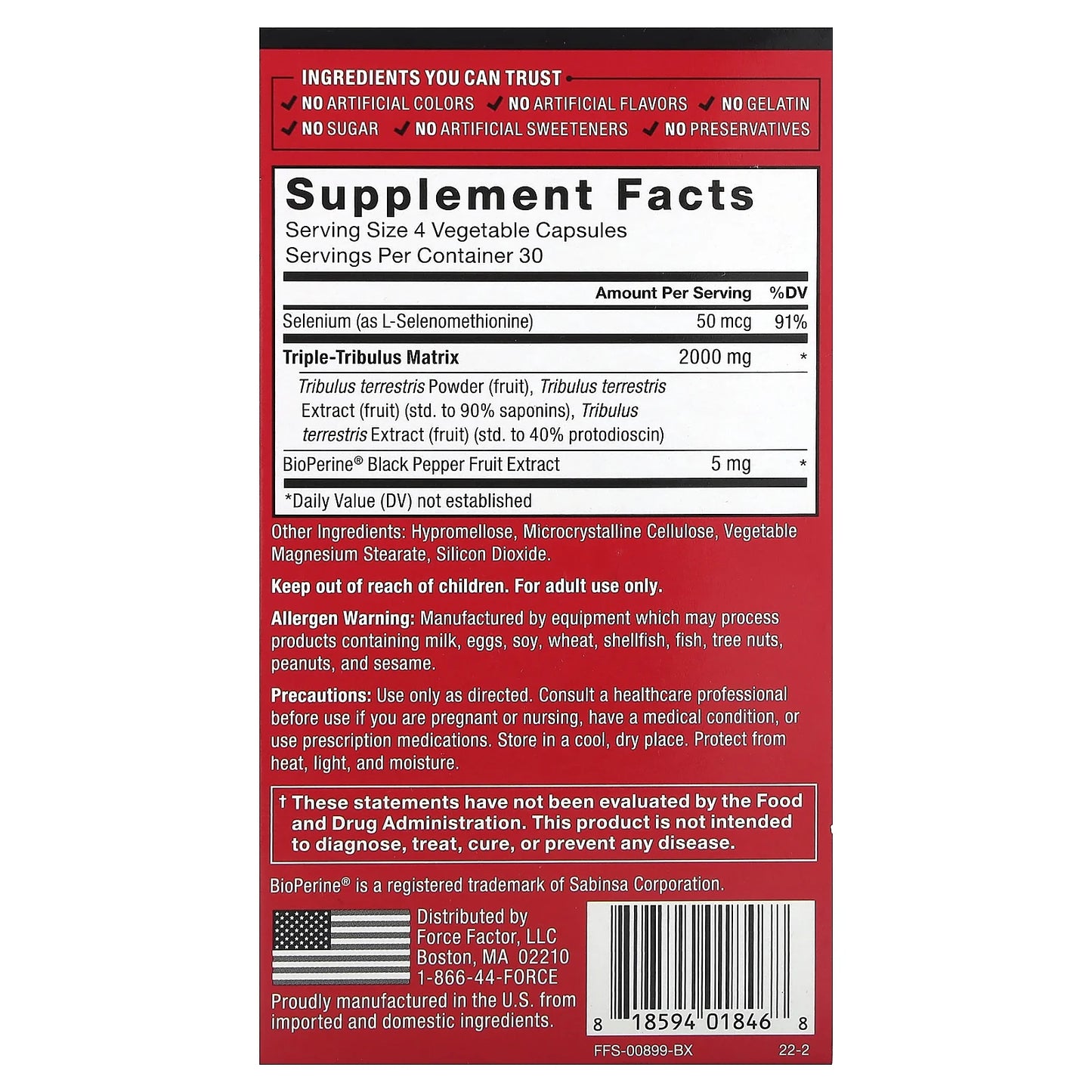 Fundamentals, Tribulus Terrestris Max, 2,000 Mg, 120 Vegetable Capsules (500 Mg per Capsule)