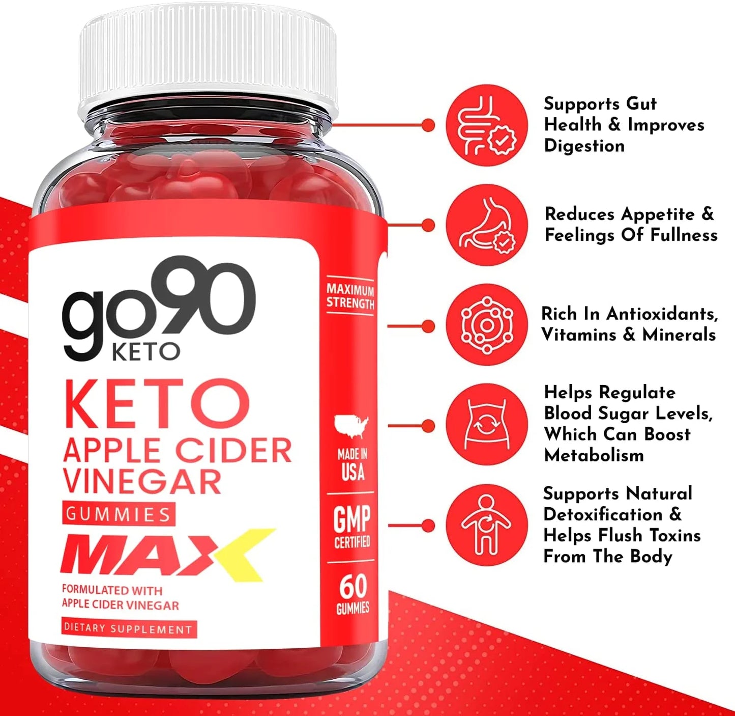 (1 Pack) Keto ACV Gummies - Supplement for Weight Loss - Energy & Focus Boosting Dietary Supplements for Weight Management & Metabolism - Fat Burn - 60 Gummies