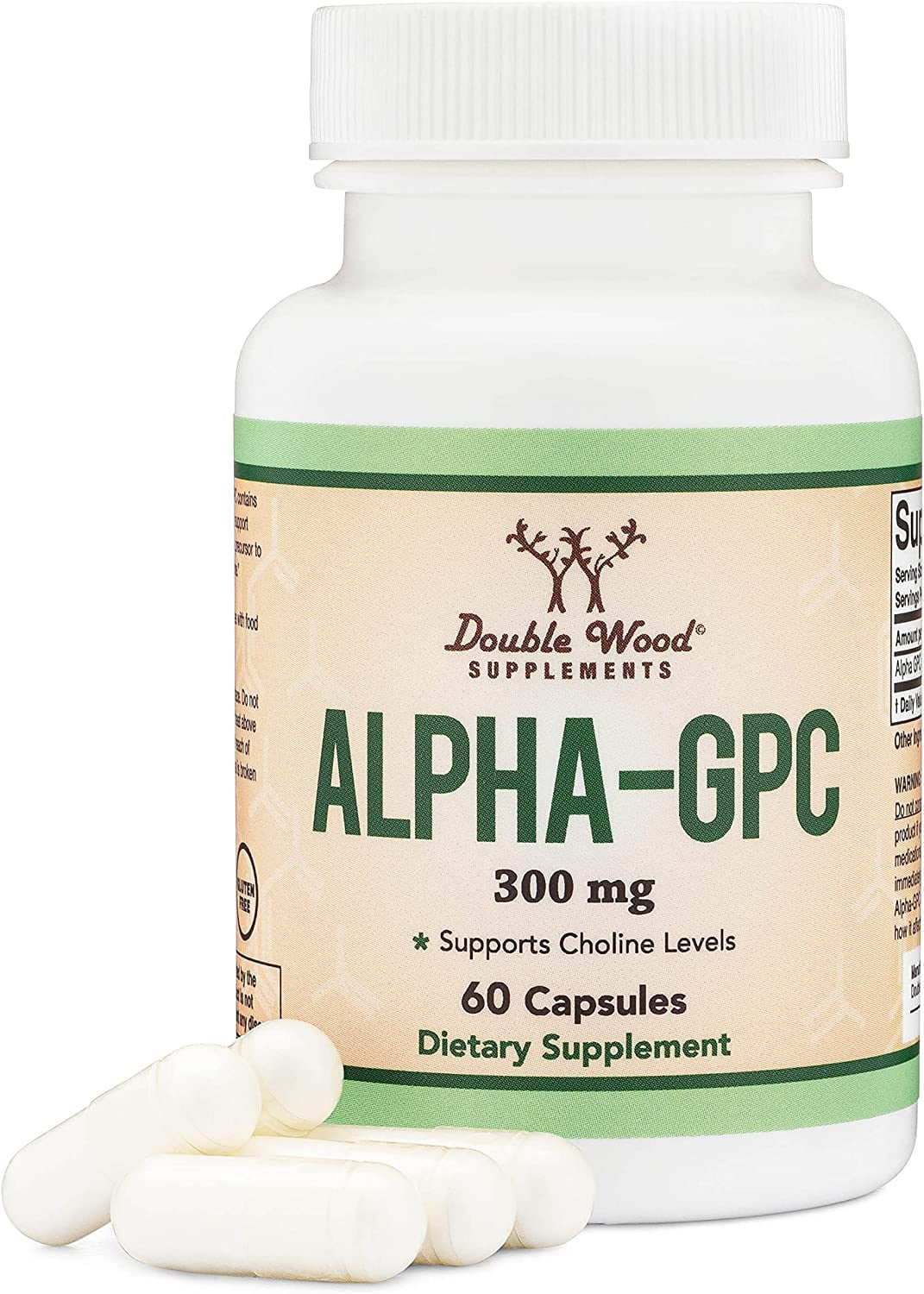 Alpha GPC Choline Supplement, Pharmaceutical Grade, Made in USA (60 Capsules 300Mg)