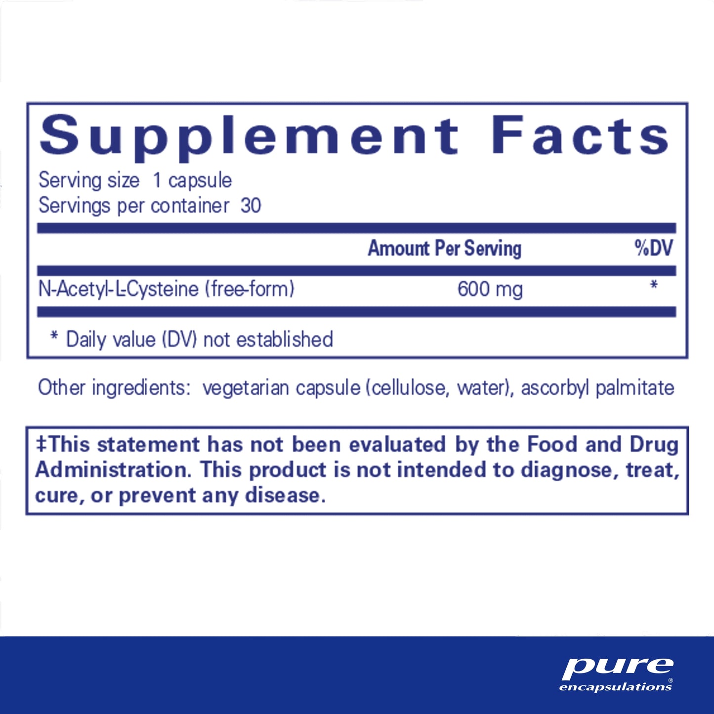 NAC 600 Mg | N-Acetyl Cysteine Amino Acid Supplement for Lung and Immune Support, Liver, and Antioxidants* | 30 Counts