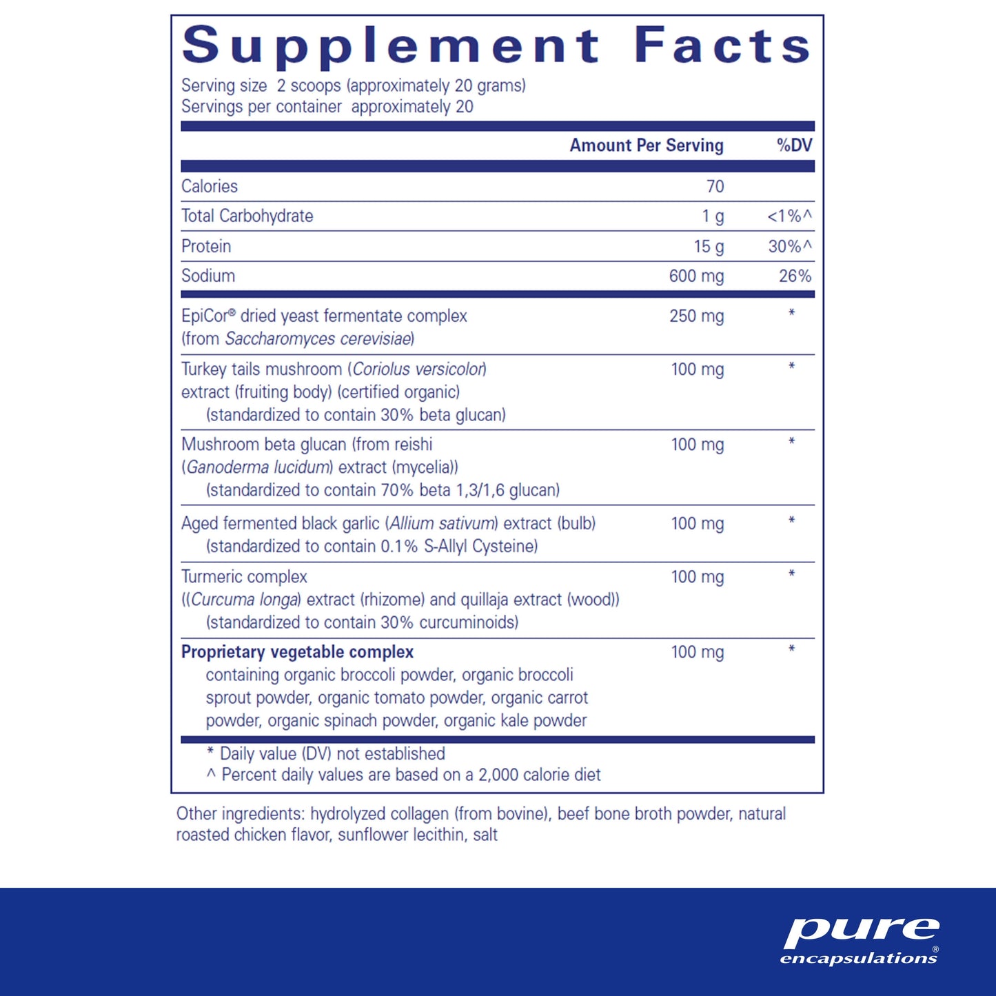 Puredefense Collagen W/ Bone Broth | Savory Bone Broth and Hydrolyzed Collagen Powder with Mushroom, Aged Garlic, and Enhanced Bioavailability Curcumin Extracts | 14.1 Ounces