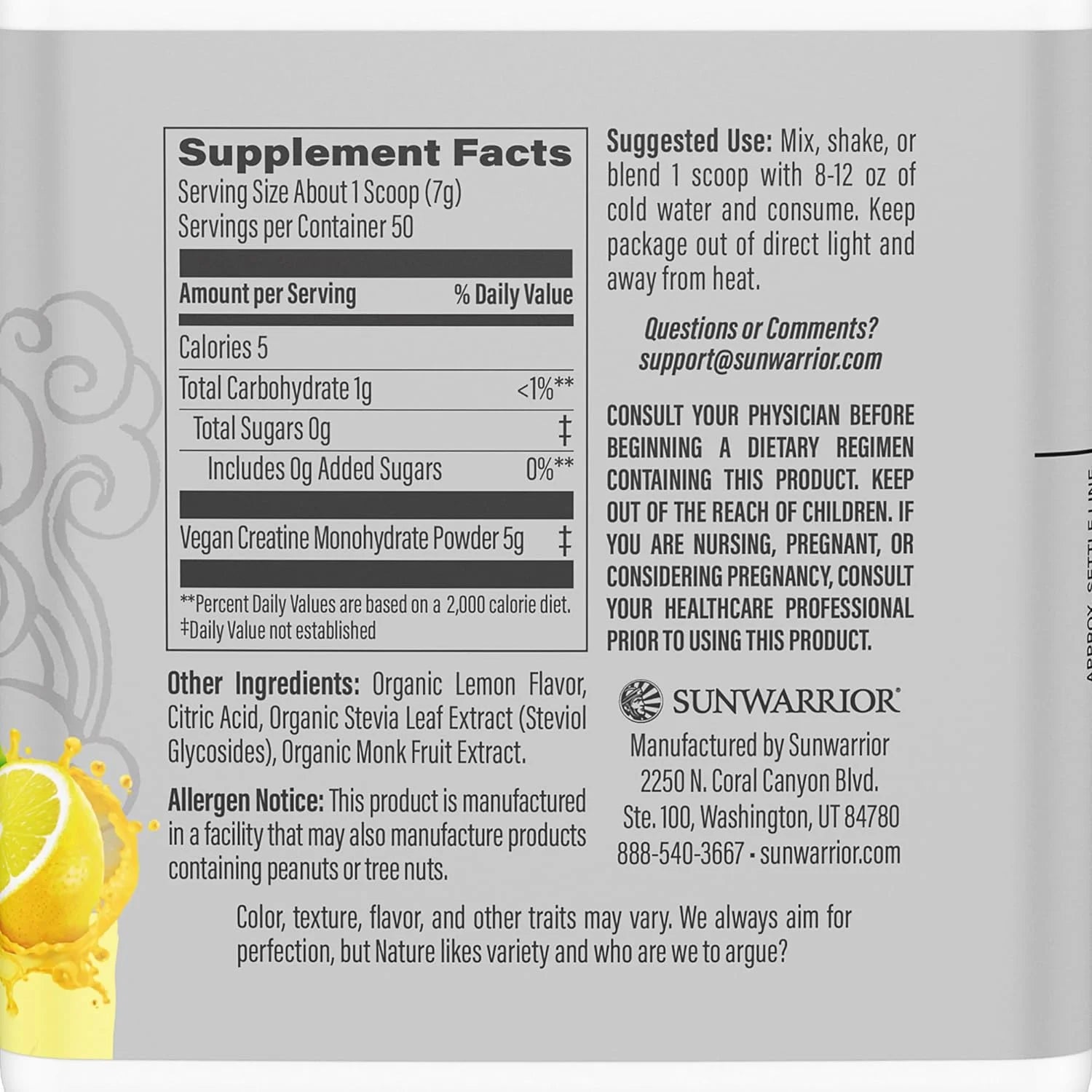 Creatine Monohydrate Powder Micronized Preworkout Recovery Supplement | Support Muscle Building Strength Training Cognition | Vegan & Keto Friendly, Easily Mixes (50 Servings) Lemonade