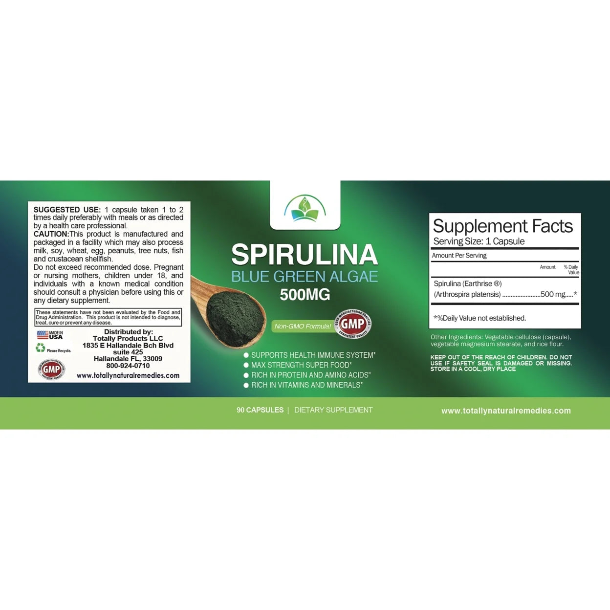 Spirulina 500Mg with Blue Green Algea