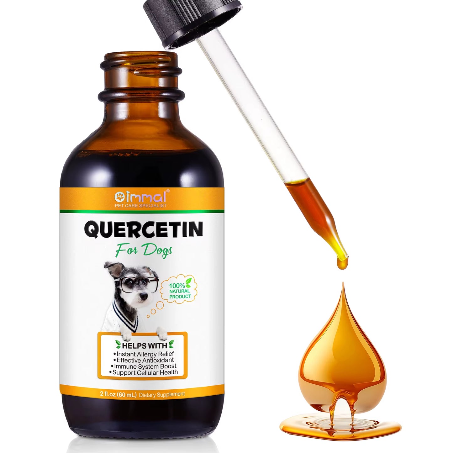 Quercetin for Dogs Help with Instant Allergy Relief Effect Antioxidant Immune System Boost Support Cellular Health Bacon Flavor