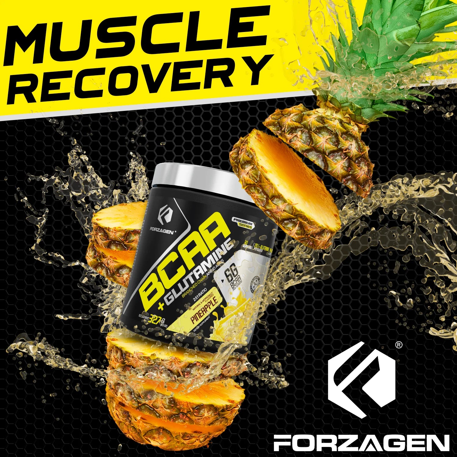 Bcaa Powder + Glutamine - Bcaa Amino Acids with Electrolytes Keto Friendly and Essential Amino Acids Supplements | Post Workout Recovery Drink (PINEAPPLE)