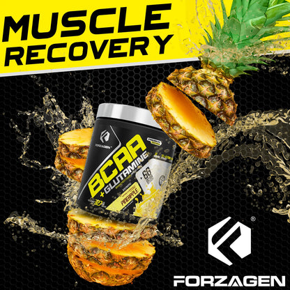 Bcaa Powder + Glutamine - Bcaa Amino Acids with Electrolytes Keto Friendly and Essential Amino Acids Supplements | Post Workout Recovery Drink (PINEAPPLE)