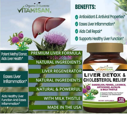 Liver Cleanse Repair Pills Detox Cleanser Supplements Men Women Care 120 Capsules