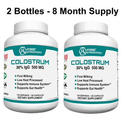 Bovine Colostrum Supplement 500Mg - 30% Igg Lactoferrin Supplements, Immunoglobulin, Immune Support, Bone, Muscle & Gut Health (2-Pack)