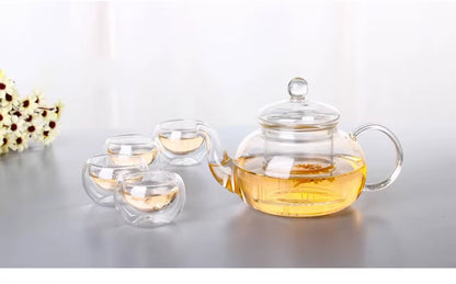 High Quality Heat Resistant Glass Tea Pot,Practical Bottle Flower Tea Cup Glass Teapot with Infuser Tea Leaf Herbal Coffee