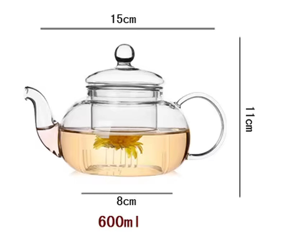 High Quality Heat Resistant Glass Tea Pot,Practical Bottle Flower Tea Cup Glass Teapot with Infuser Tea Leaf Herbal Coffee