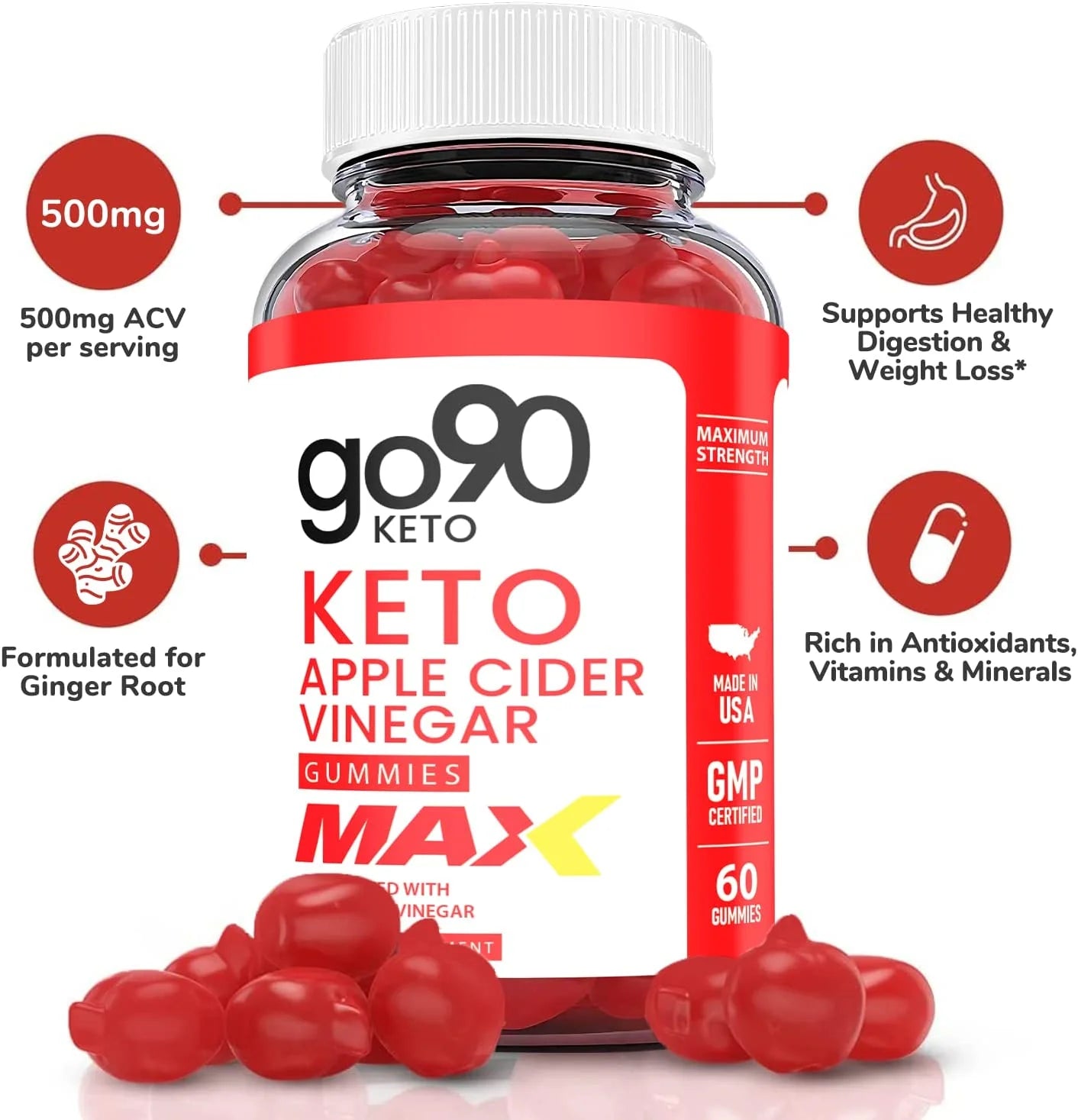 (1 Pack)  Keto ACV Gummies - Supplement for Weight Loss - Energy & Focus Boosting Dietary Supplements for Weight Management & Metabolism - Fat Burn - 60 Gummies