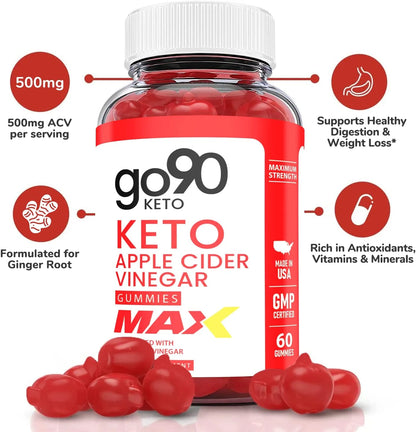 (1 Pack)  Keto ACV Gummies - Supplement for Weight Loss - Energy & Focus Boosting Dietary Supplements for Weight Management & Metabolism - Fat Burn - 60 Gummies
