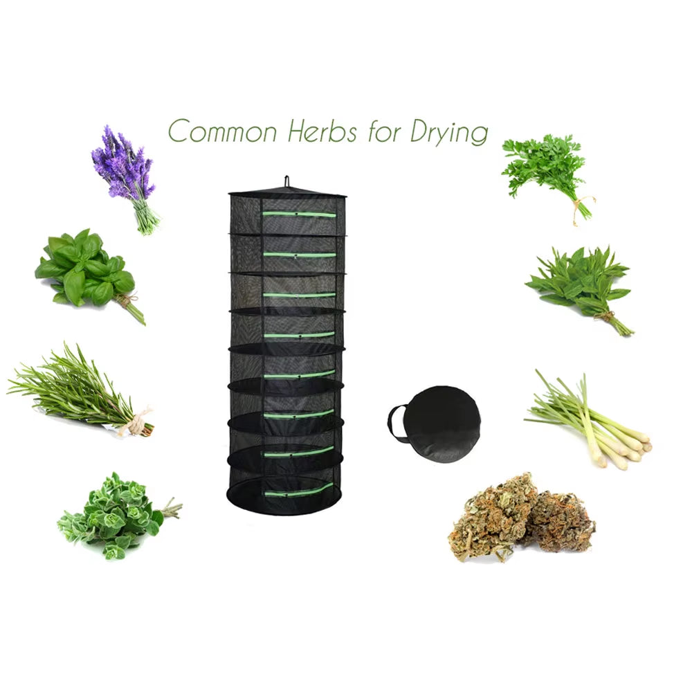 2-8 Layers Drying Net for Herbs Fish Hanging Basket Folding Dry Rack Herb Vegetable Dryer Bag Mesh Flowers Buds Plants Organizer