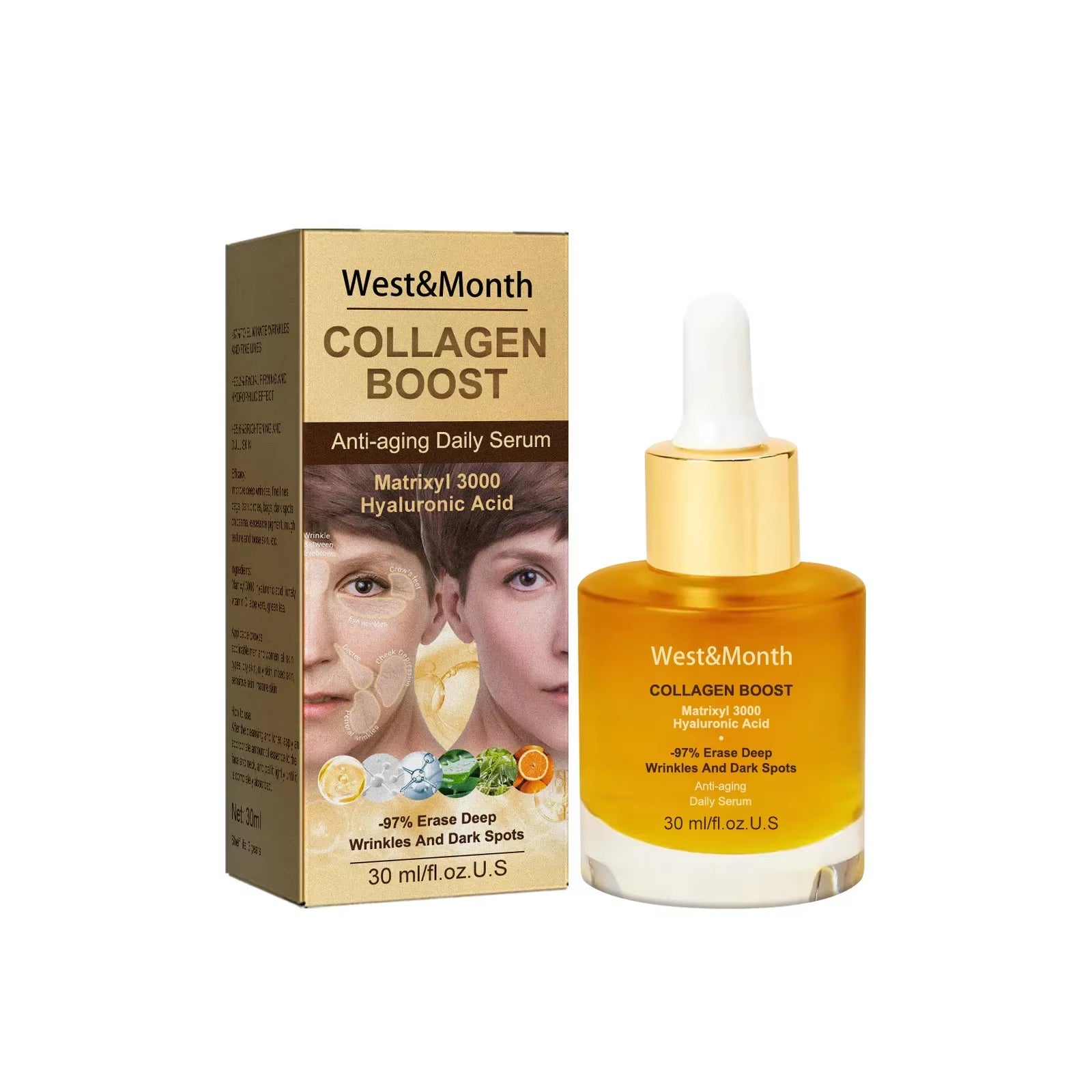 Collagen anti Wrinkle Serum Lifting Firming Fade Fine Lines Pore Shrink Remove Da-Rk Sp-Ot Melanin W-Hitening Anti-Aging Essence
