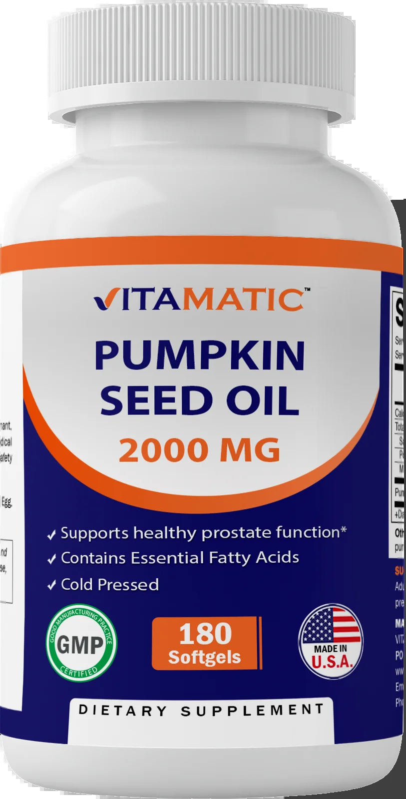 2 Pack -  Pumpkin Seed Oil 2000Mg Softgel Capsules per Serving - 180 Softgels - (1000 Mg per Softgels) (Total 360 Softgels)