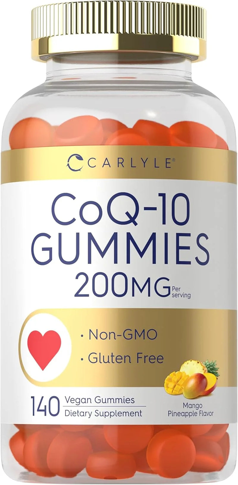 Coq10 Gummies 200 Mg | 140 Count | Mango Pineapple Flavor | Vegan Formula | by