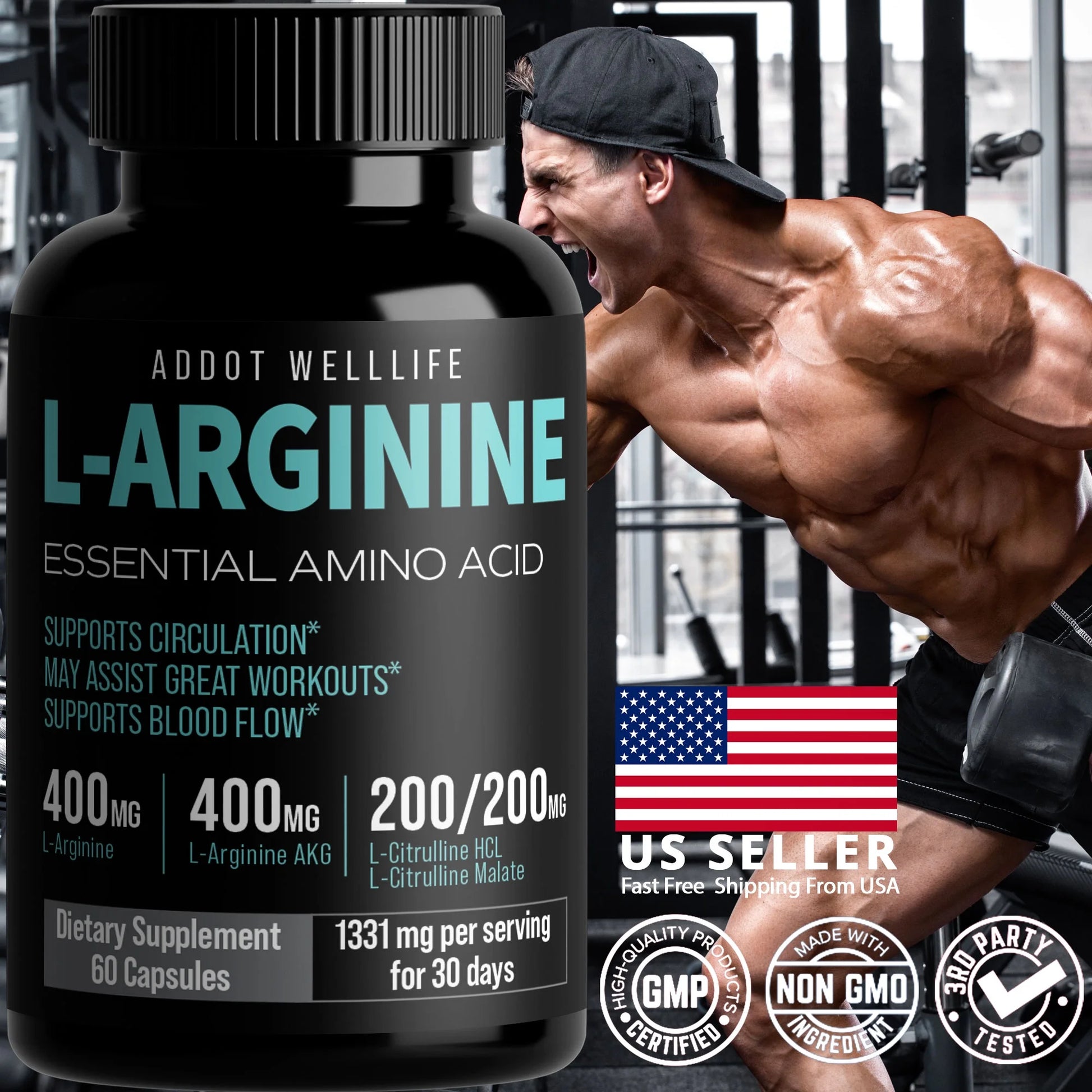 Amino Acid Supplements, L-Arginine, L-Arginine AKG, L-Citrulline HCL, Beta-Alanine for Muscle Growth, 60 Count