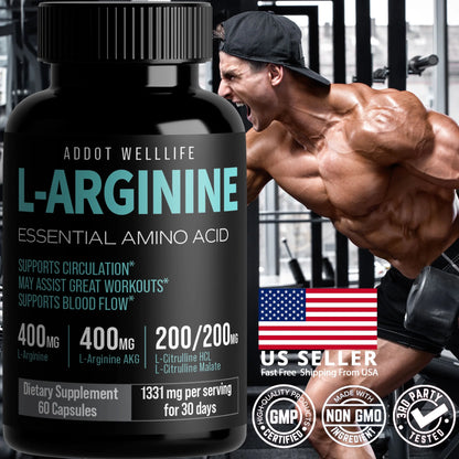 Amino Acid Supplements, L-Arginine, L-Arginine AKG, L-Citrulline HCL, Beta-Alanine for Muscle Growth, 60 Count