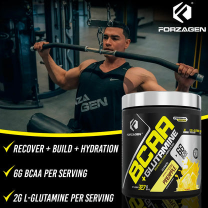 Bcaa Powder + Glutamine - Bcaa Amino Acids with Electrolytes Keto Friendly and Essential Amino Acids Supplements | Post Workout Recovery Drink (PINEAPPLE)