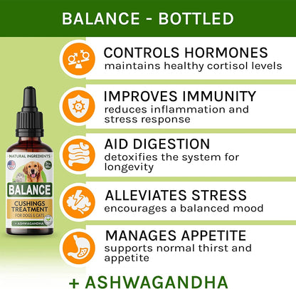Аdrenal Balance for Dogs and Cats - Cushings Treatment for Pets, Аdrenal Support W/Ashwagandha, Licorice Root, Rhodiola Rosea – Best Cushings Treatment for Dogs - 2Oz Harmony Herbal Drops