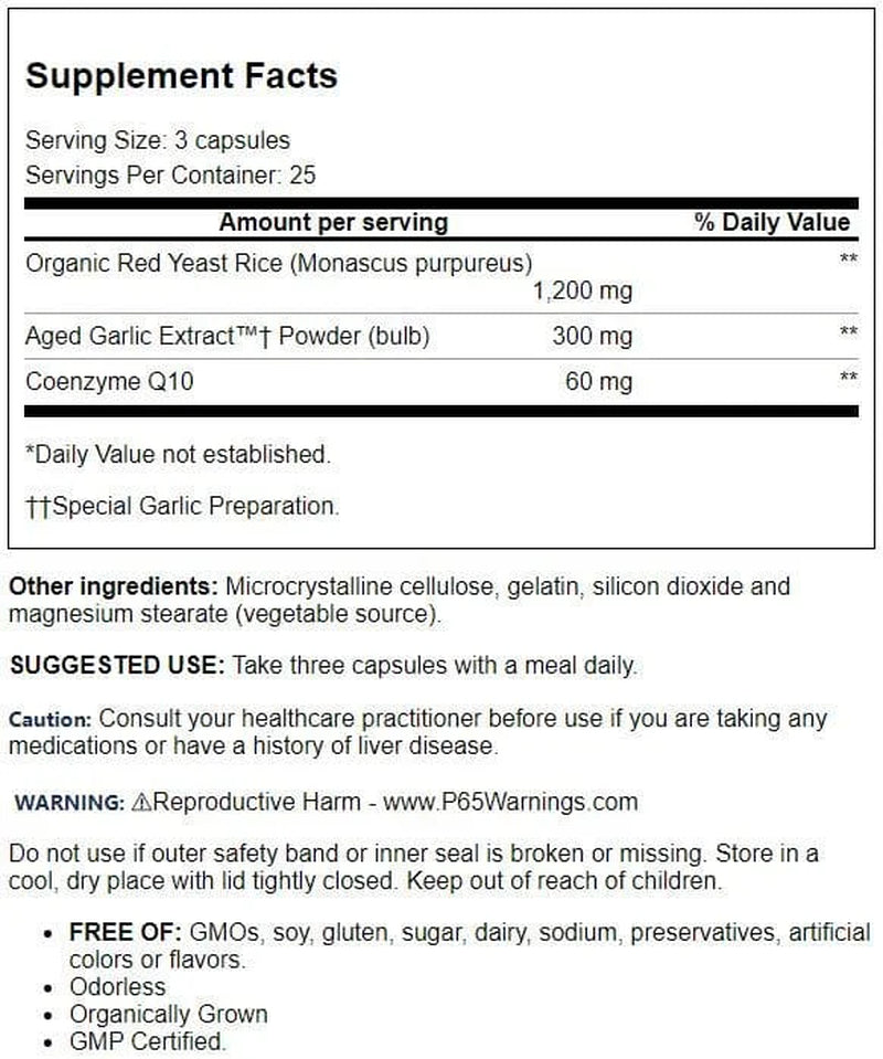 Red Yeast Rice Coq10 Formula 114 75 Caps