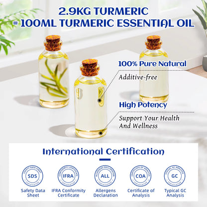 100ML Turmeric Essential Oils, 100% Pure Herbal Plant Oil for Candle, Health Promotion, Diffuser and Humidifier, Relax
