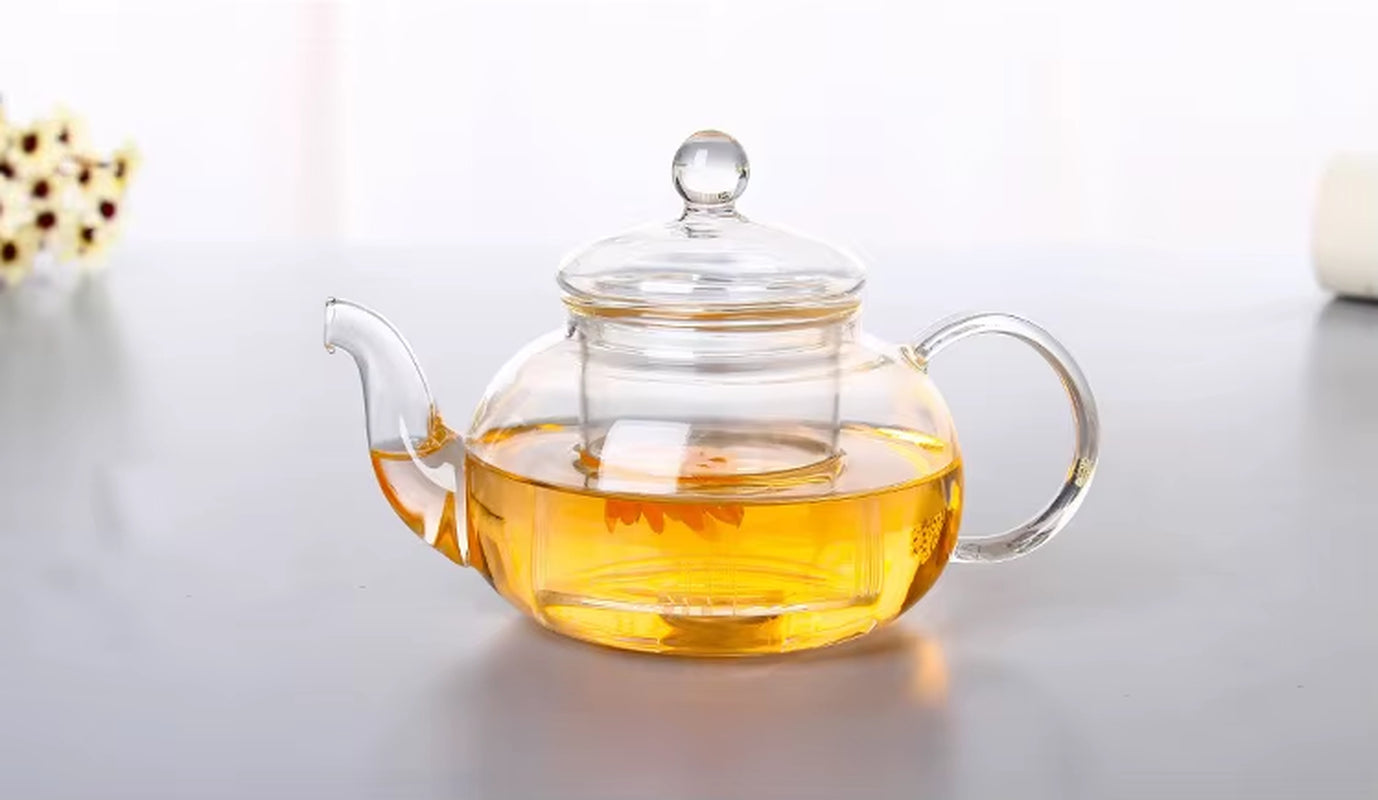 High Quality Heat Resistant Glass Tea Pot,Practical Bottle Flower Tea Cup Glass Teapot with Infuser Tea Leaf Herbal Coffee