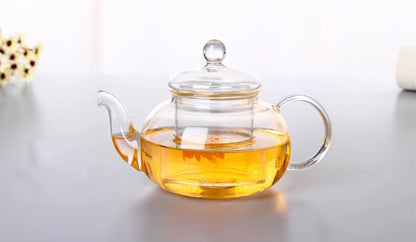 High Quality Heat Resistant Glass Tea Pot,Practical Bottle Flower Tea Cup Glass Teapot with Infuser Tea Leaf Herbal Coffee