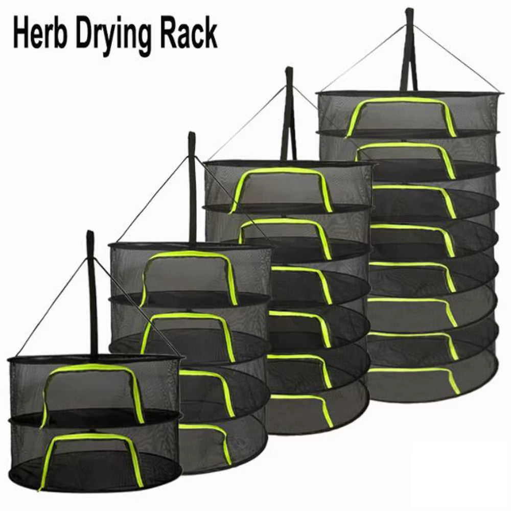 2-8 Layers Drying Net for Herbs Fish Hanging Basket Folding Dry Rack Herb Vegetable Dryer Bag Mesh Flowers Buds Plants Organizer