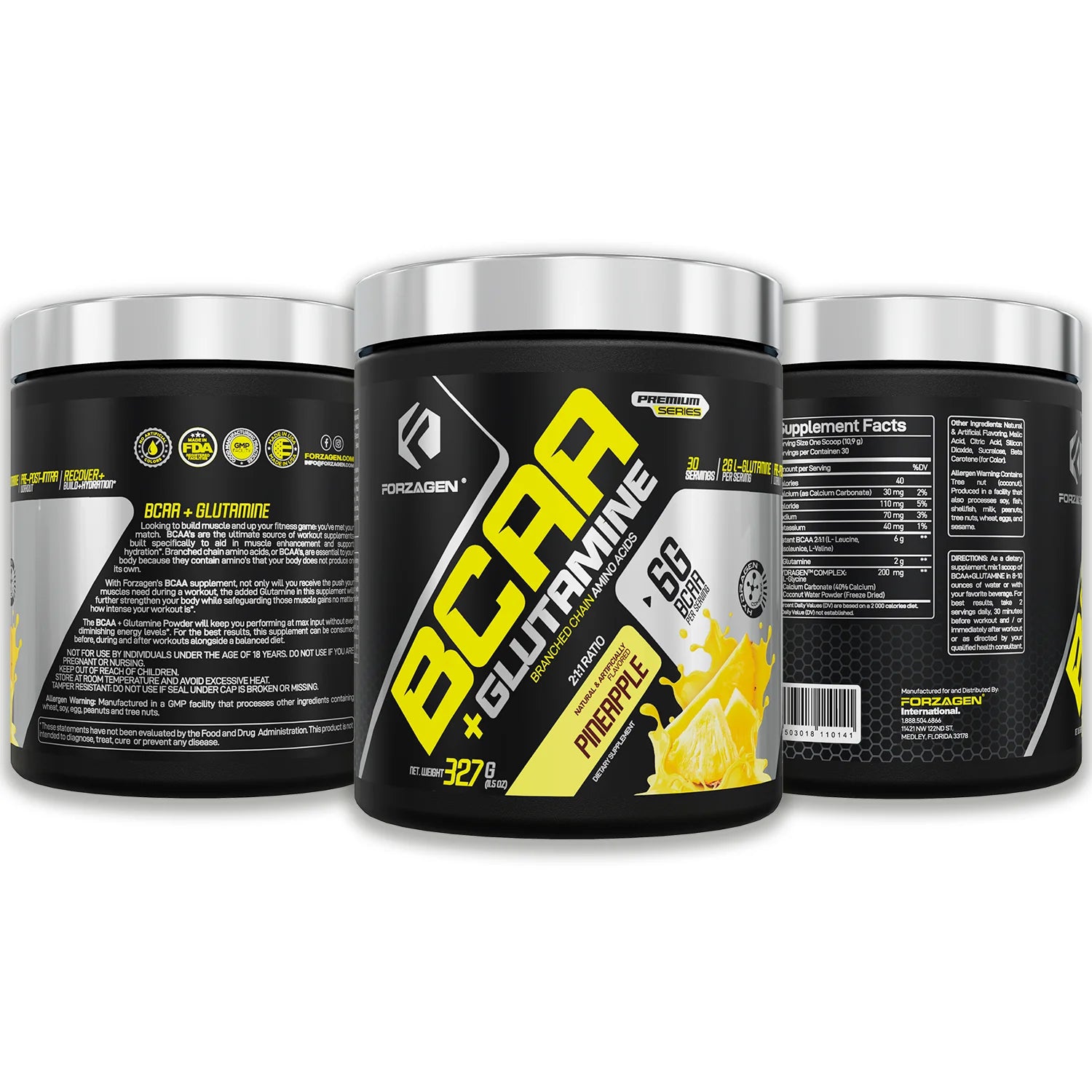 Bcaa Powder + Glutamine - Bcaa Amino Acids with Electrolytes Keto Friendly and Essential Amino Acids Supplements | Post Workout Recovery Drink (PINEAPPLE)