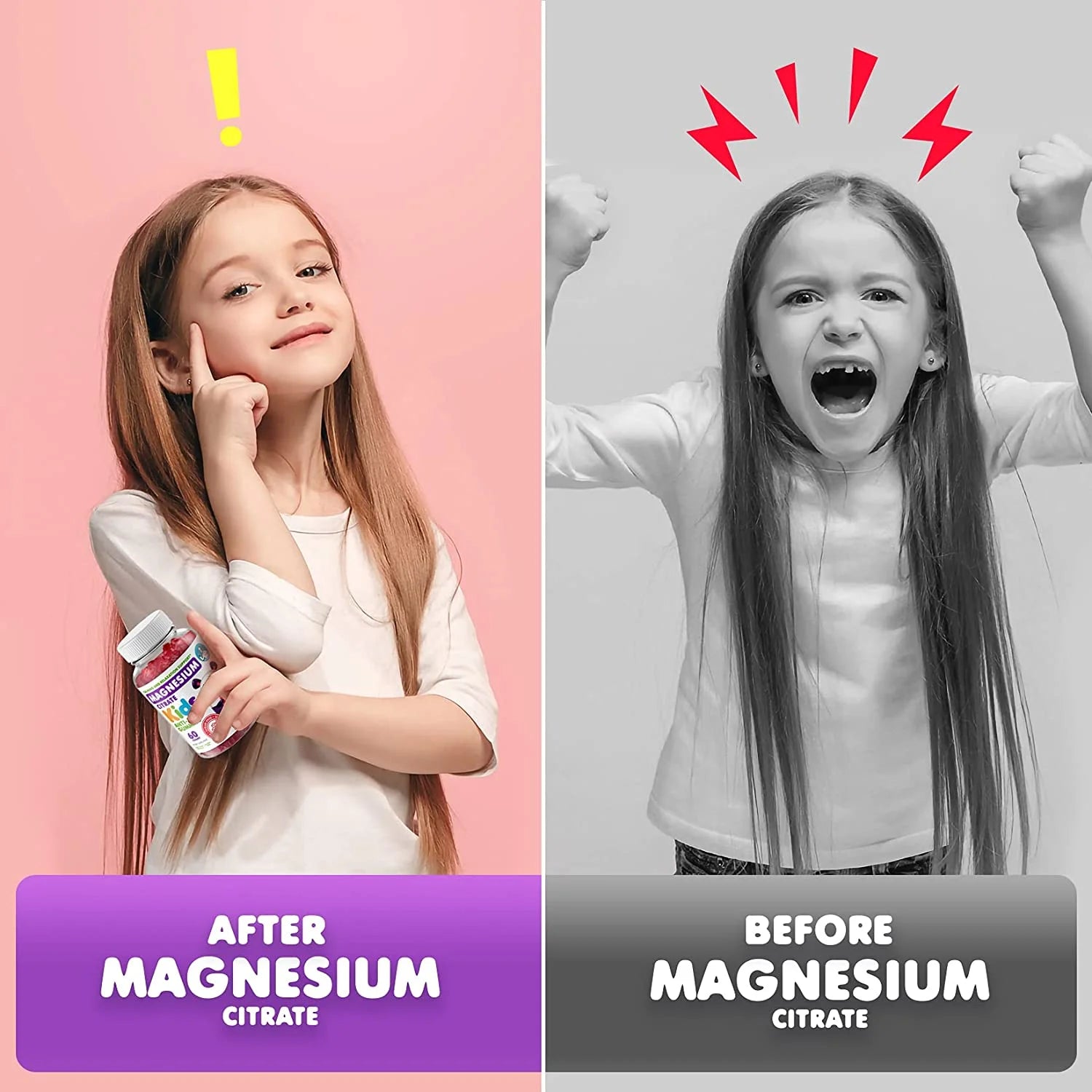 Kids Magnesium Gummies Sugar-Free Supplement for Children, Sugar-Free Magnesium Chews for Kids & Adults (120 Count (Pack of 2))