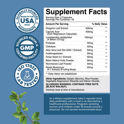 Digestion Supplement Capsules with Probiotics & Oregano Leaf Extract