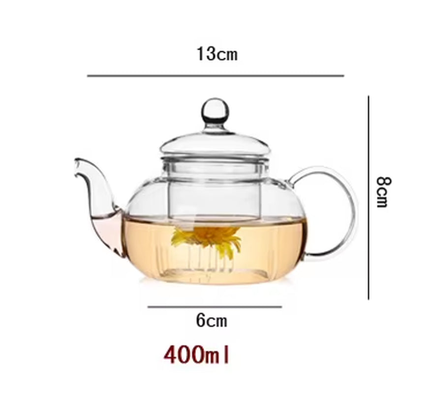 High Quality Heat Resistant Glass Tea Pot,Practical Bottle Flower Tea Cup Glass Teapot with Infuser Tea Leaf Herbal Coffee