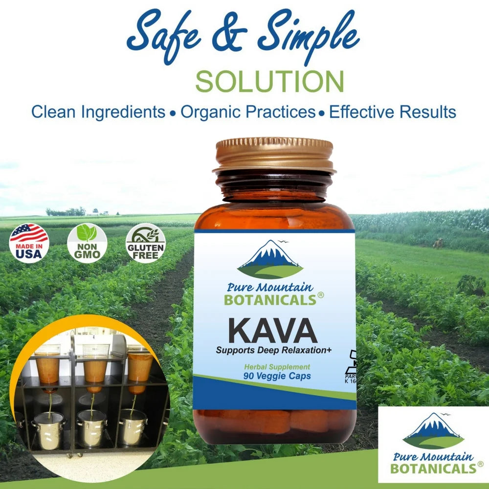 Kava Kava Capsules - 90 Kosher Vegan Caps with 400Mg Wild Vanuatu Kava Root Extract
