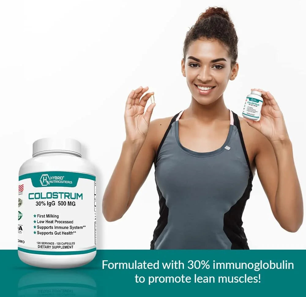Bovine Colostrum Supplement 500Mg - 30% Igg Lactoferrin Supplements, Immunoglobulin, Immune Support, Bone, Muscle & Gut Health (2-Pack)