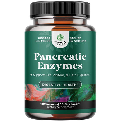 Pancreatin Digestive Enzymes for Digestive Health - Pancreatic Enzymes for Humans with Fat Carb and Protein Digestive Enzymes for Women and Men - Protease Amylase & Lipase Enzymes for Digestion