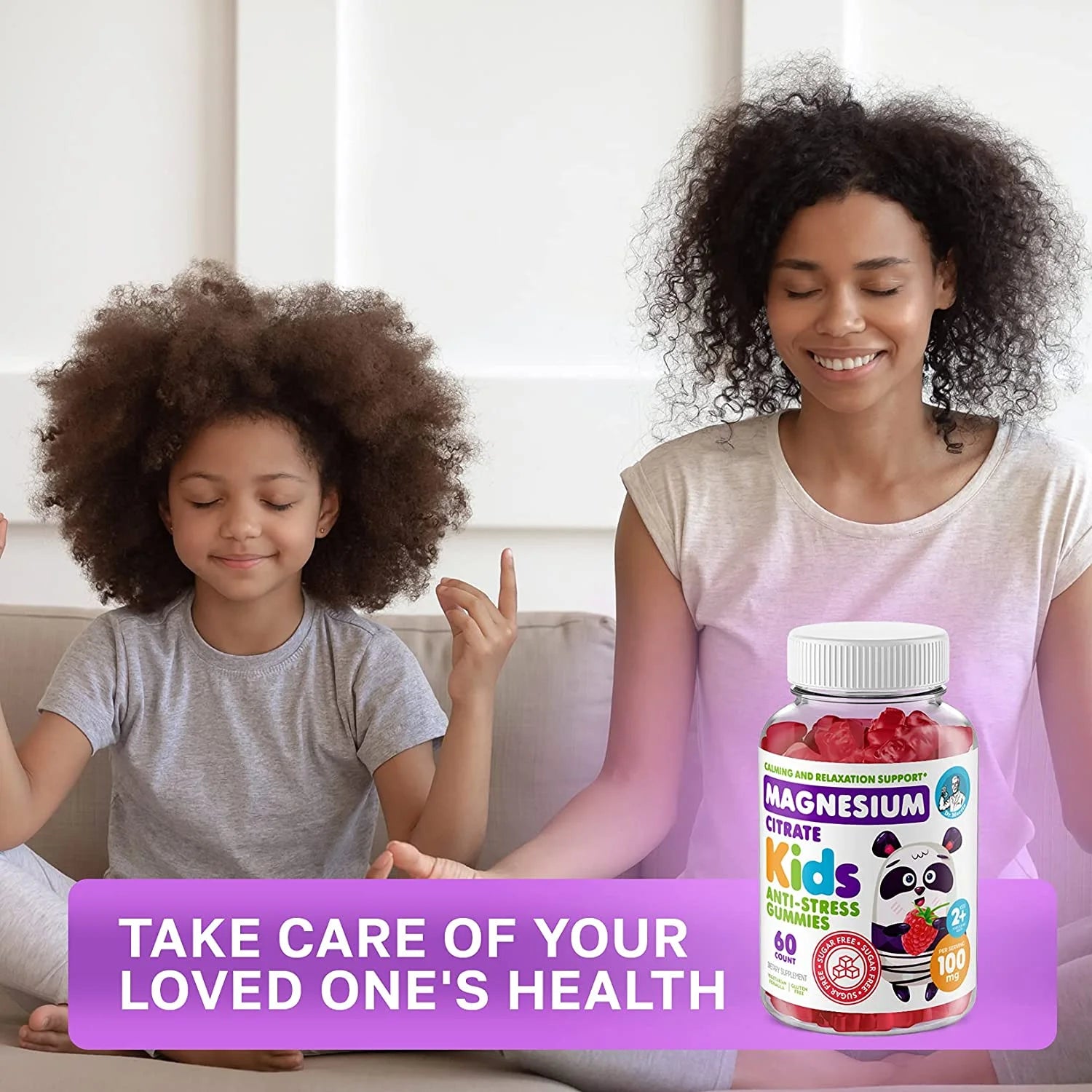 Kids Magnesium Gummies Sugar-Free Supplement for Children, Sugar-Free Magnesium Chews for Kids & Adults (120 Count (Pack of 2))