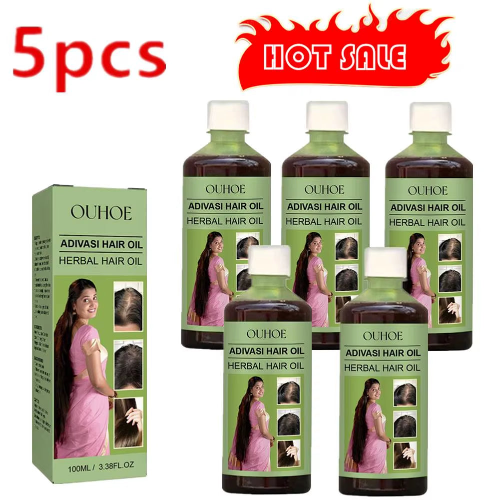 5PCS 100Ml Oil India Adivasi Herbal Hair Oil Rosemary Repair Damaged Hair Fast Repair Thicken Oils Products