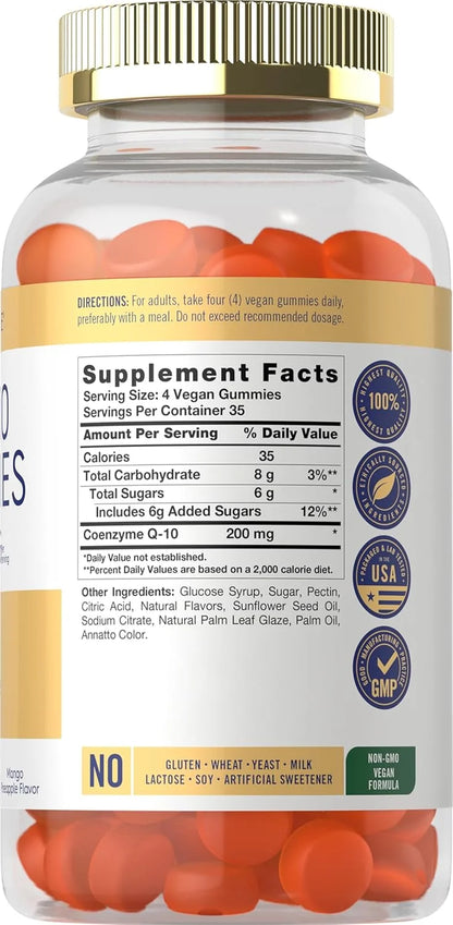Coq10 Gummies 200 Mg | 140 Count | Mango Pineapple Flavor | Vegan Formula | by