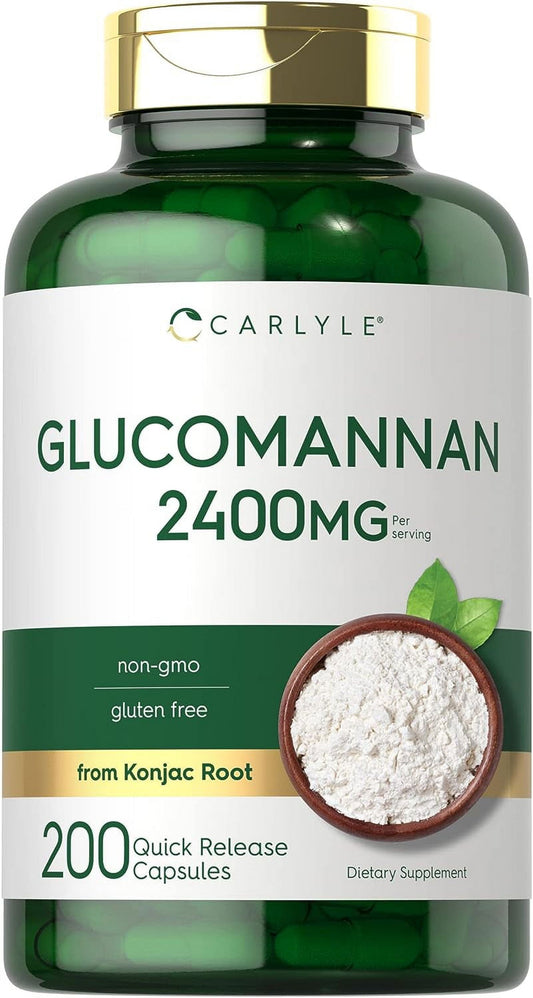 Glucomannan Capsules 2400Mg | 200 Count | Soluble Fiber Pills for Men and Women | by