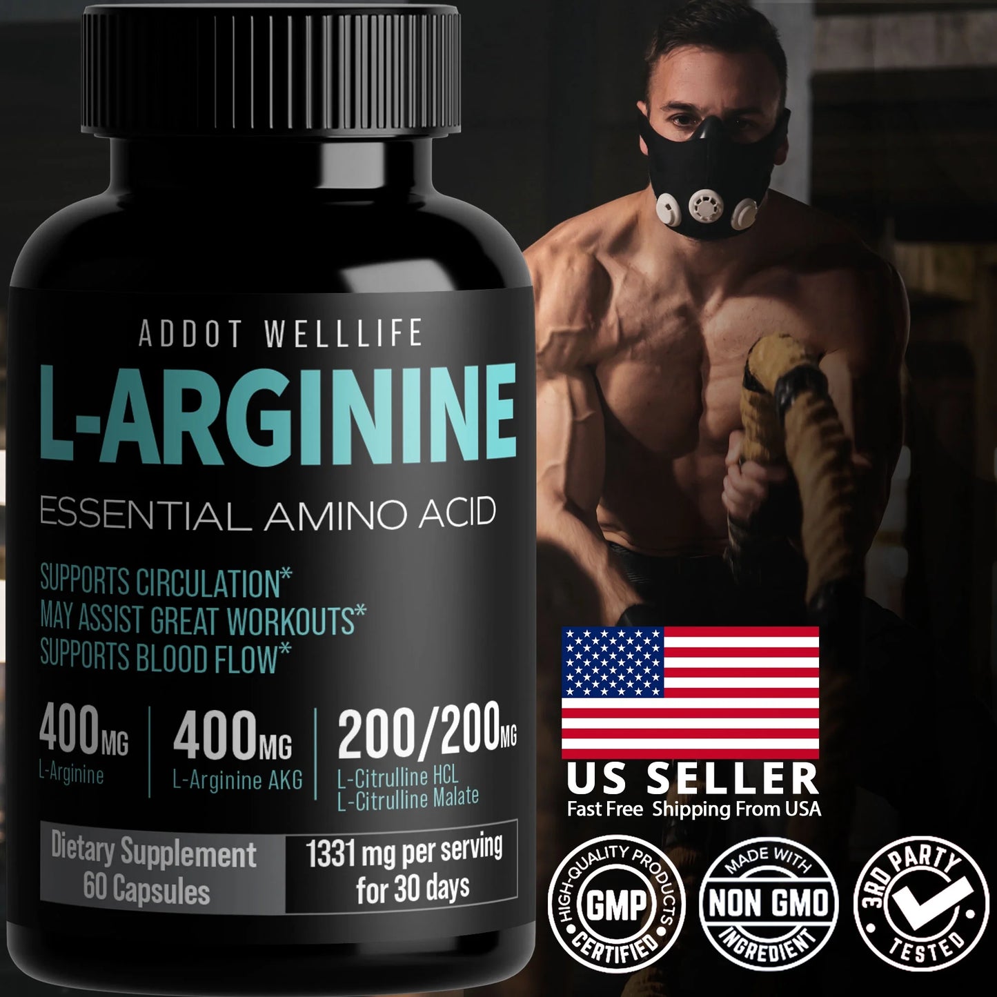Amino Acid Supplements, L-Arginine, L-Arginine AKG, L-Citrulline HCL, Beta-Alanine for Muscle Growth, 60 Count