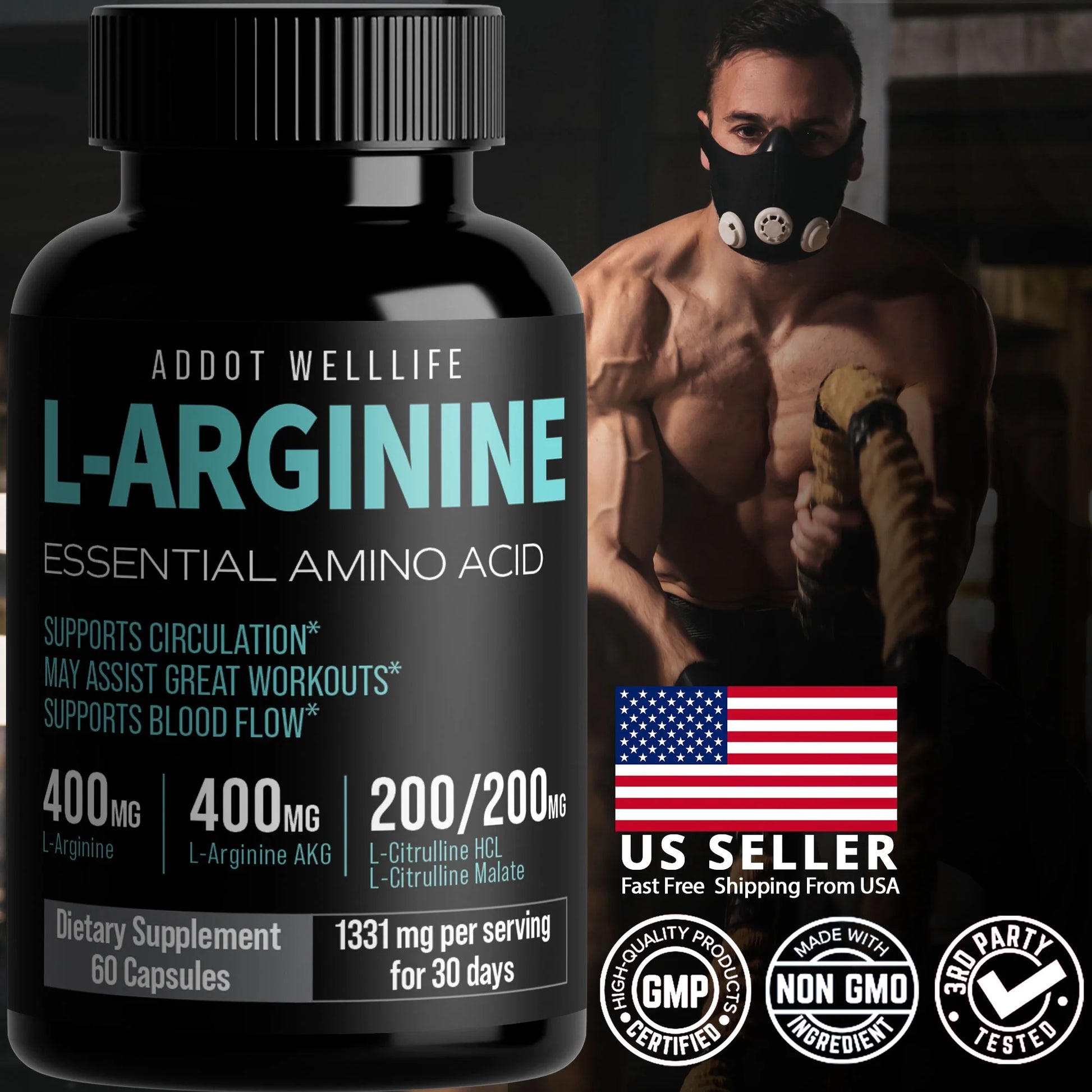 Amino Acid Supplements, L-Arginine, L-Arginine AKG, L-Citrulline HCL, Beta-Alanine for Muscle Growth, 60 Count