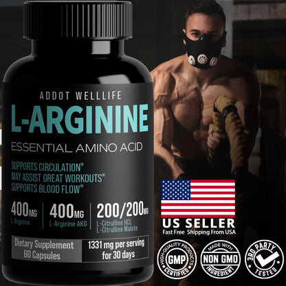 Amino Acid Supplements, L-Arginine, L-Arginine AKG, L-Citrulline HCL, Beta-Alanine for Muscle Growth, 60 Count
